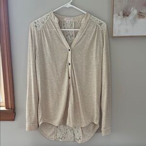 Beige Lace Detail Top